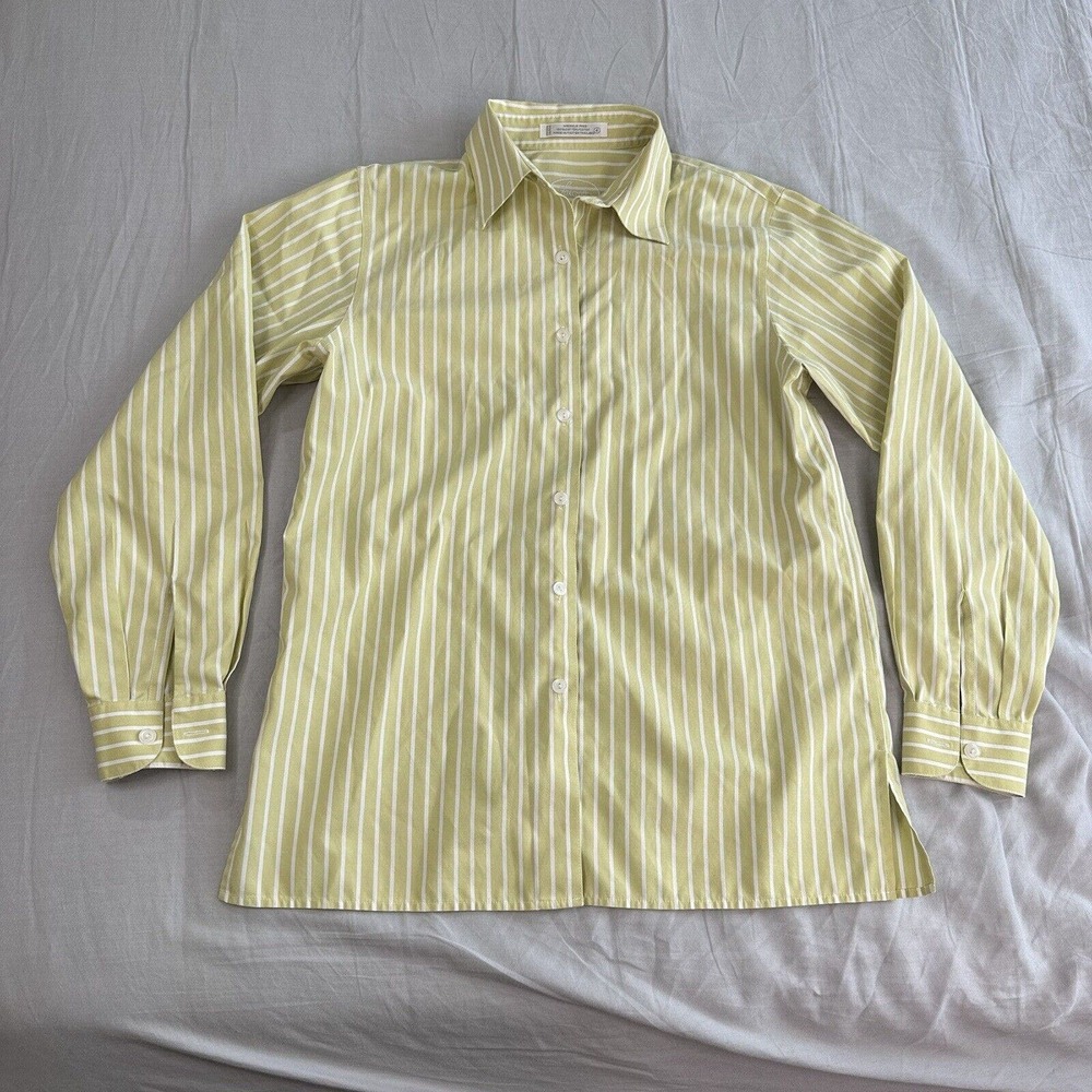 Foxcroft Shirt Women’s Size 4 Cotton Wrinkle Free Striped Green